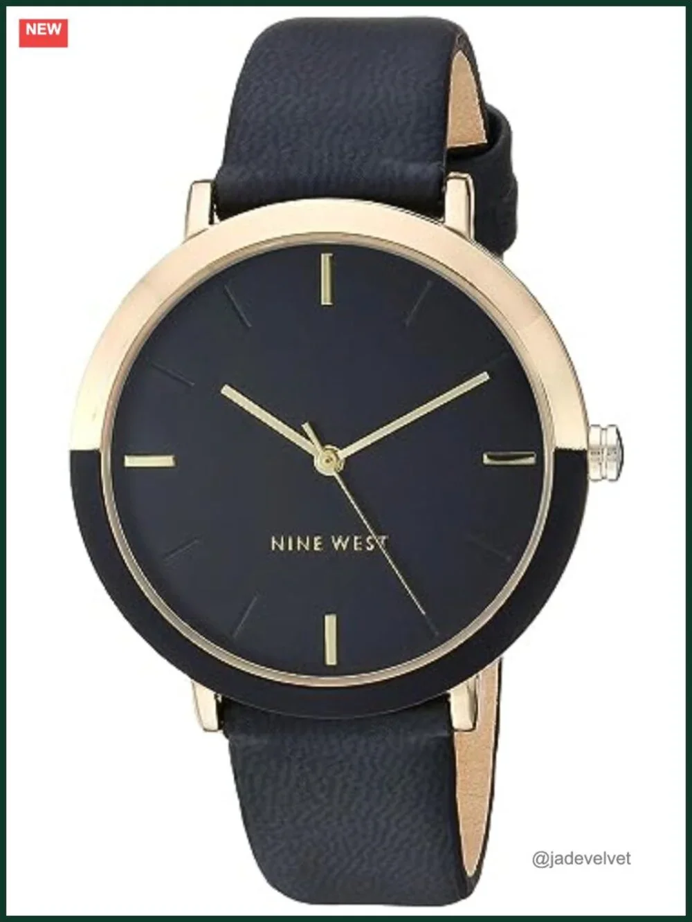 Nine West 36mm Analog Quartz Dress Watch with Faux Leather Strap
